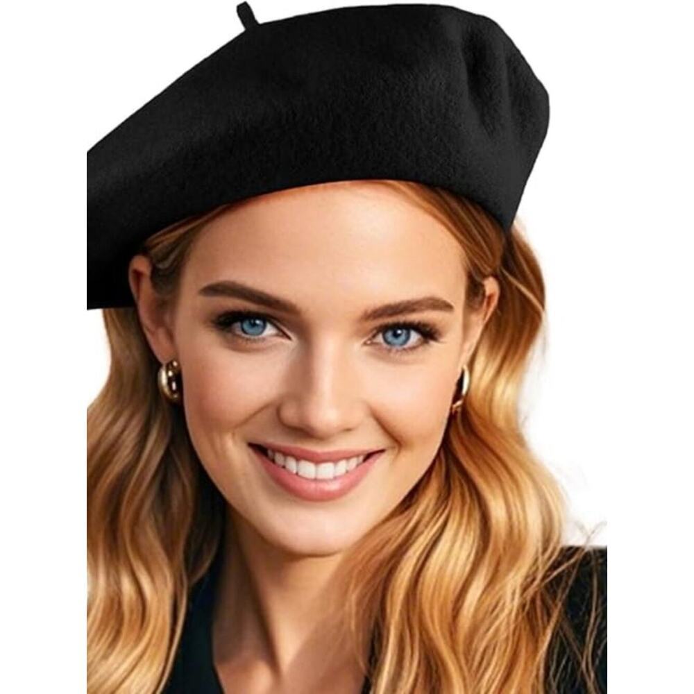 French Wool Beret Hats Solid Color Classic Beanie Winter Red Cap Painter Berets